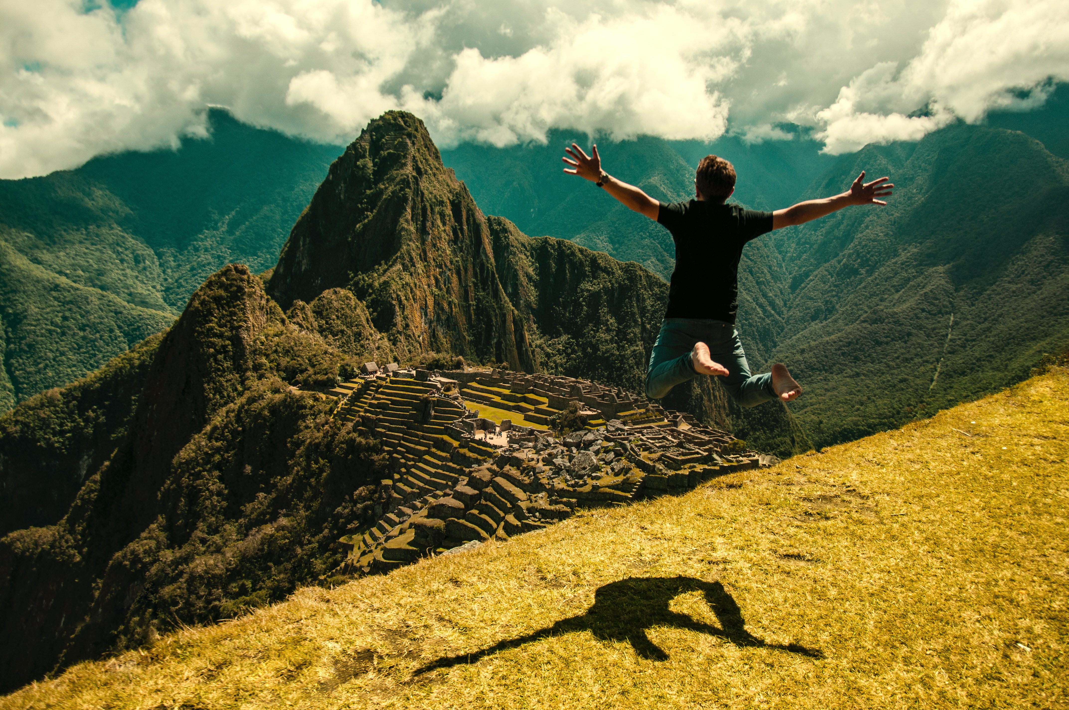 Machu Picchu person jumping