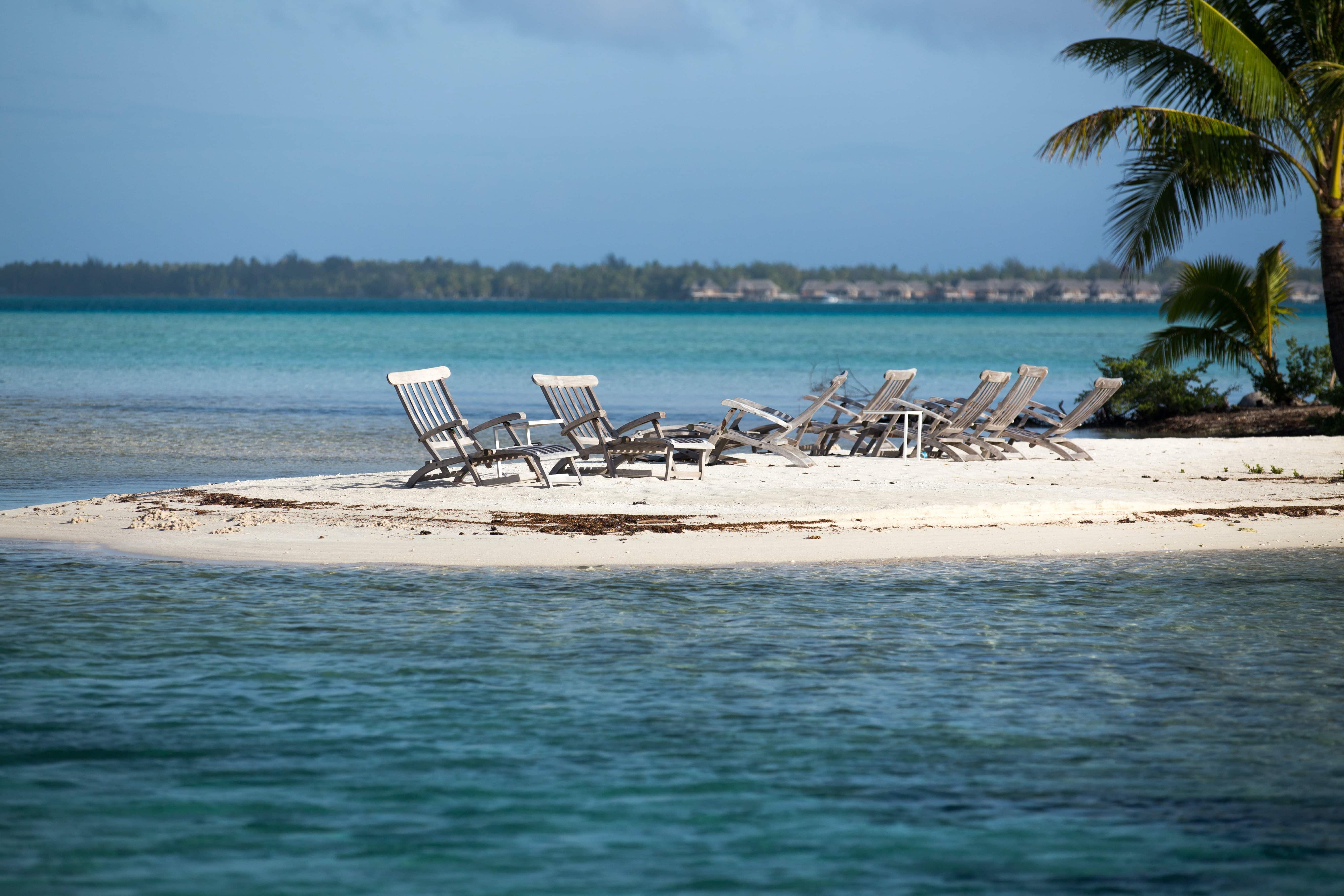 Beach chairs at the island